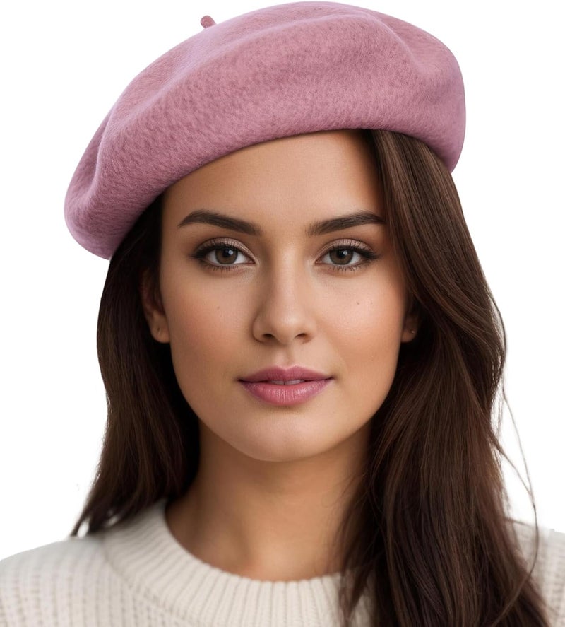 Sumolux Women Beret Hat Wool Vintage French Solid Color Classic Winter Cap - Image 1